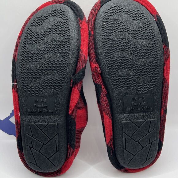 Funziez! Mama Bear Slippers NWT Size Small 5-6 Plaid Red Black - Picture 3 of 5